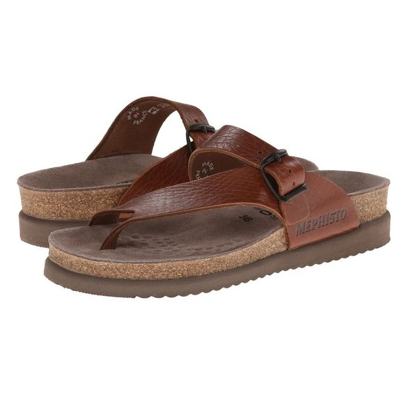 Mephisto Shoes - Mephisto Women's Helen Thong Sandals – Comfortable Cork Footbed Leather Sandals